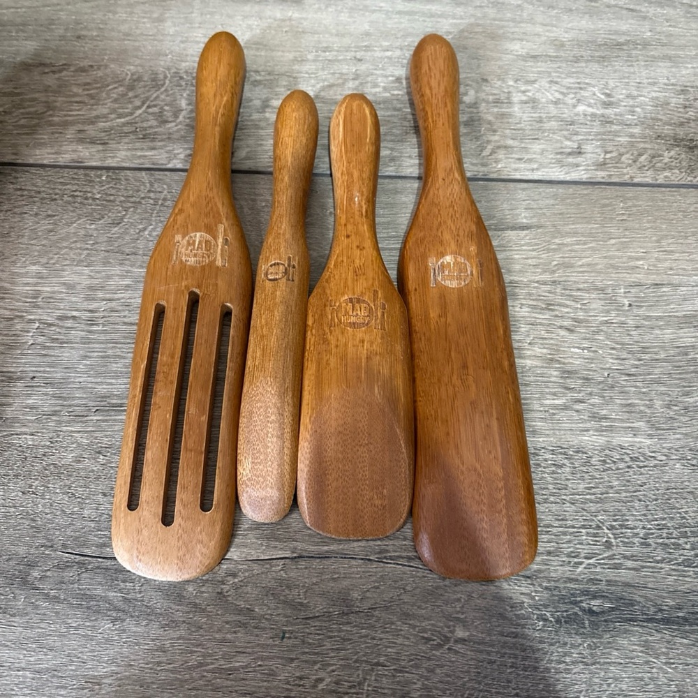 Mad Hungry 4 Piece Acacia Wood Spurtle Kitchen Cooking Utensil Set